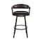 Armen Living Bronson 29" Bar Height Swivel Bar Stool in Java Brown Finish and Chocolate Faux Leather 721535761876 - alternate 4